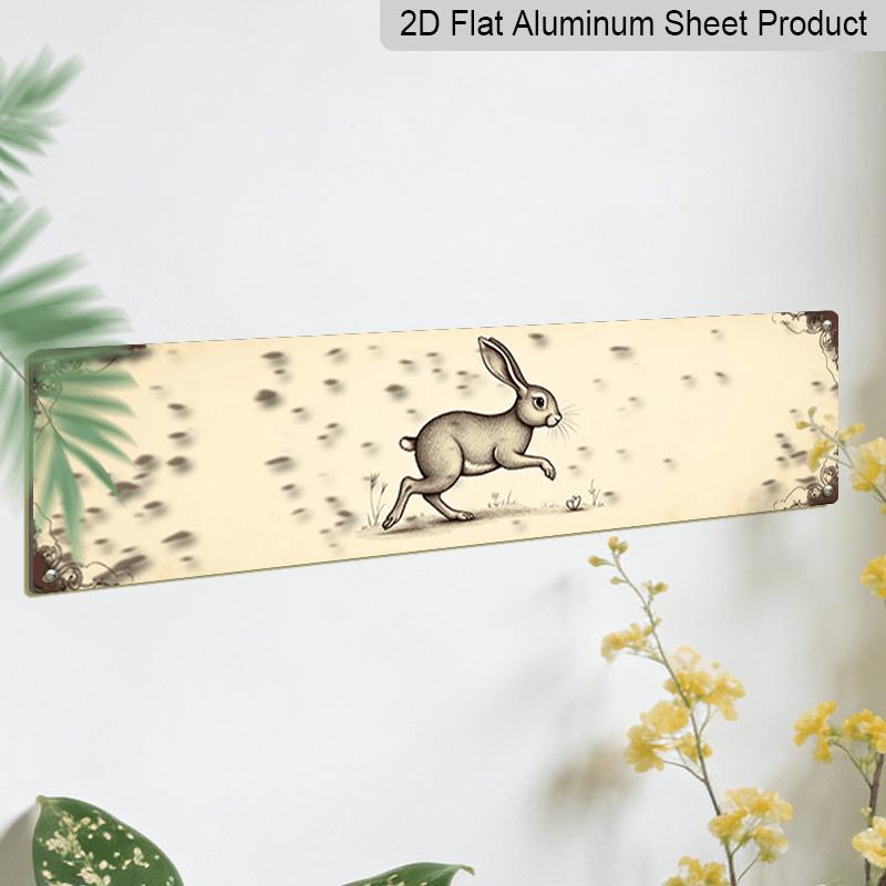 15.7×3.94inch Metal Sign, Featuring A Rustic Rabbit Design- Aluminum Decorative Sign. This Vintage Farmhouse Wall Art Is Perfect for Decorating Your