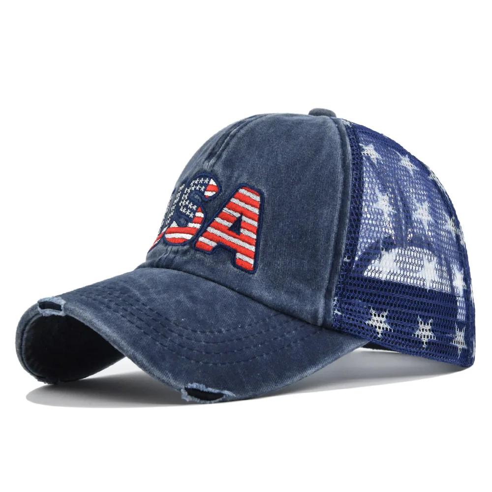 New Embroidered Usa Flag Baseball Hat Men Cotton Adjustable Breathable Mesh Cap Women Hip Hop Snapback Caps Outdoor Dad Hats
