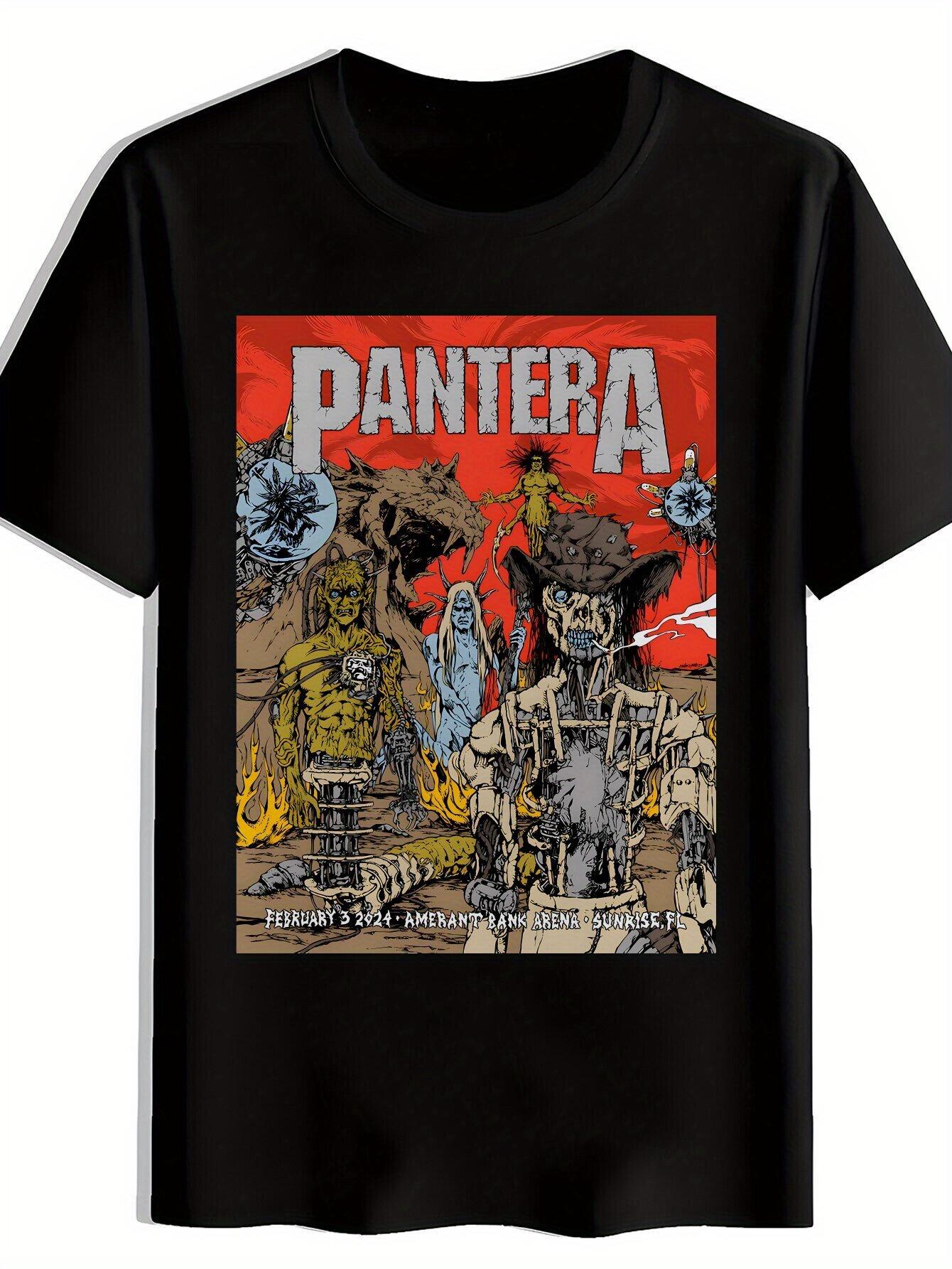 Black T-shirt with Retro Rock Band Graphic - Pantera Design XXXXL
