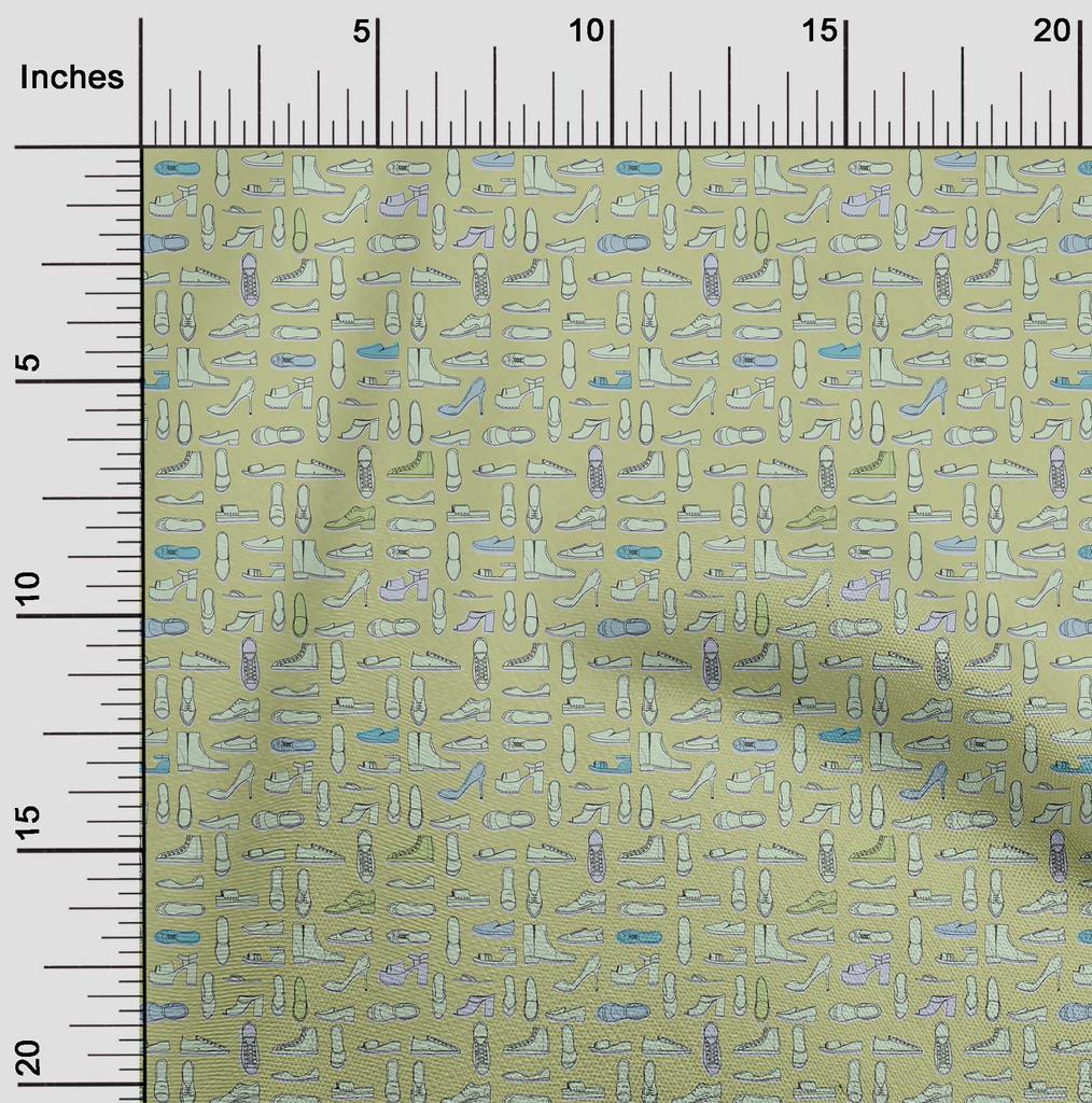 oneOone Cotton Flex Light Green Fabric Conversational Footwear Sewing Material Print Fabric By The Yard 40 Inch