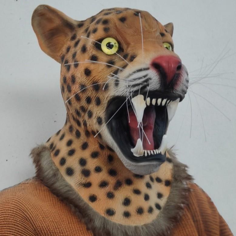 Halloween-Kostümkopfbedeckung, Reise nach Westen Kostüm, Tier-Leoparden-Dämonenmaske