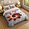 American Patriotic Theme Personalized 3Pcs Bedding Set Custom Text & Name 1 Sheet 2 Pillowcases Household Bedding 1pc