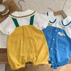 Mini jmenovka celoplošný skafandr s krátkým rukávem, velikost 73, nejlepší dětské oblečení Korea
