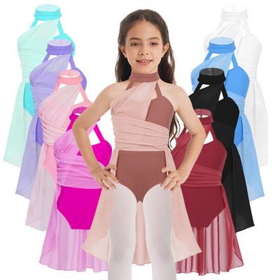 Kinder Mädchen Neckholder Ausschnitt Rückenfrei Ballett Lyrisches Tanzkleid Latin Jazz Skating Performance Kostüm