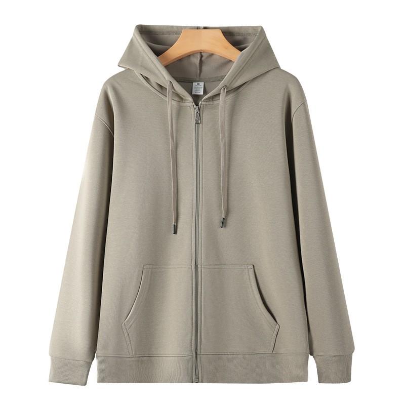 Womens 320g Cotton Blend Hooded Zip-Up Sweatshirt Loose Fit Casual Pullover