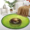 Green Avocado Core Design Print Round Rug, Living Room, Bedroom, Playroom Carpet, Non Slip Floor Mat, Gift