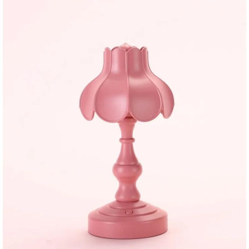 Retro Lotusblad Nattlampa Skrivbord Mini Dekorativa Ornament USB-Laddning Macaron-stil Sängbelysning Liten Bordslampa