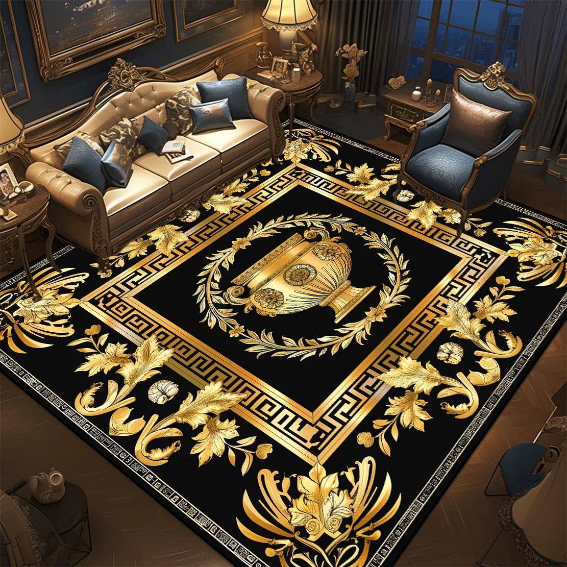 

Luxury Style Golden Carpet for Living Room Washable Room Decor Lounge Rug Large Area Lobby Floor Mats Non-slip Entrance Door Mat 60x90cm