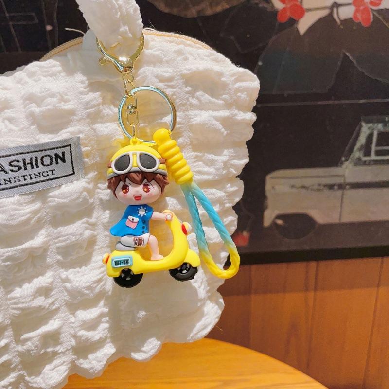 Cute Cartoon Electric Car Boy Girl Couple Keychain Internet Celebrity Creative Decoration Small Gift