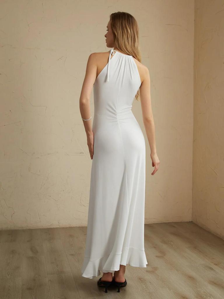 2026 European & American Fashion Pleated Slimming Solid Color Summer Maxi Dress for Women