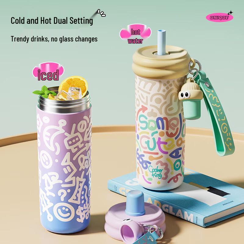 COOKER KING 600ml 316 Stainless Steel Insulated Straw Bottle for Women and Kids