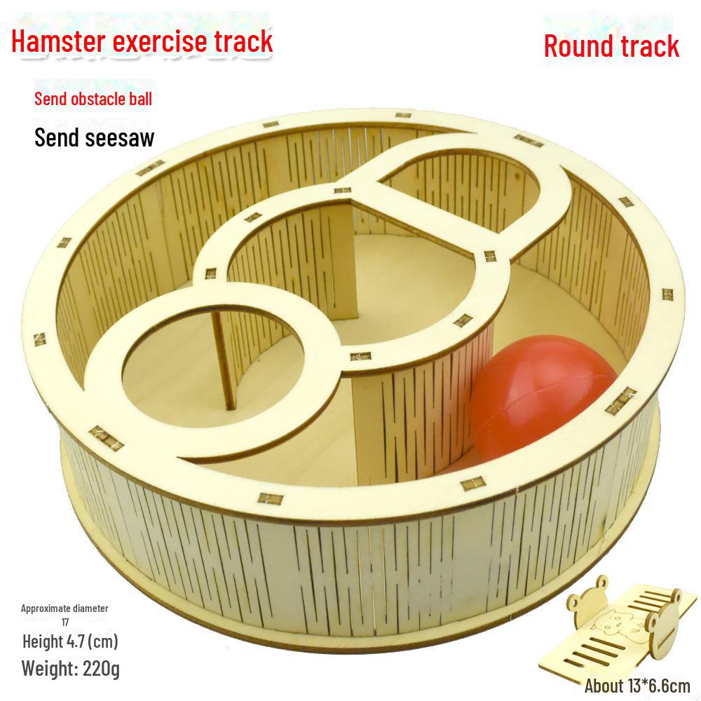 Hamster Spieltunnel aus Massivholz: Sportbahn, Treppensteigen, Unterstand & Fitnessplattform.