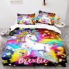 Unicorn Rainbow Duvet Cover Set King Twin Full Size Kids Boy Girl Bedding Set Colourful Cartoon Child Polyester Comforter Cover