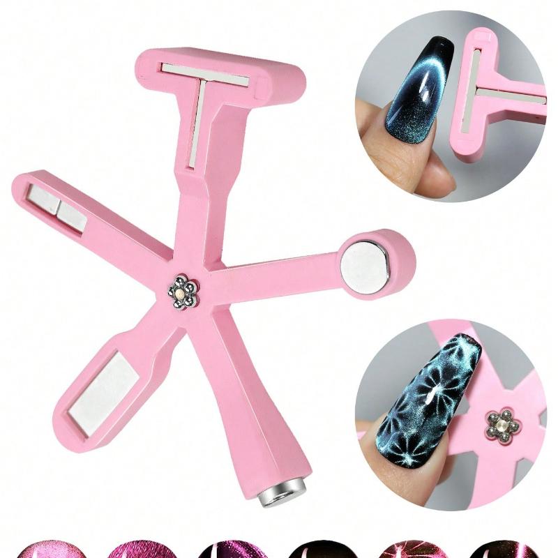 

6-в-1 Многофункциональная Сильная Магнитная Палочка Для Гель-лака Кошачий Глаз Инструмент Магнит для Ногтей Магнитная Ручка Дизайн Ногтей Арт Эффект Блеска Волшебные Инструменты для Маникюра розовый