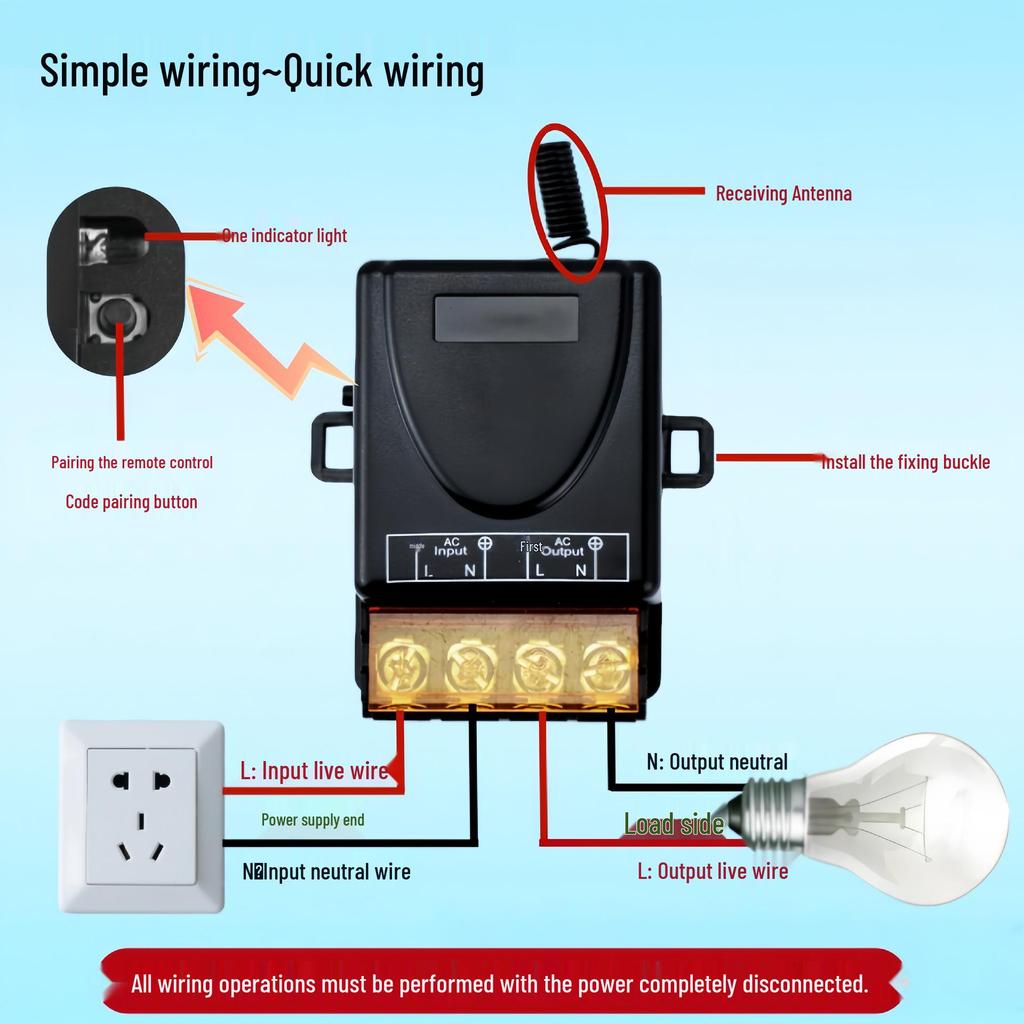 Wireless Remote Control Switch for 30A 220V Home Appliances