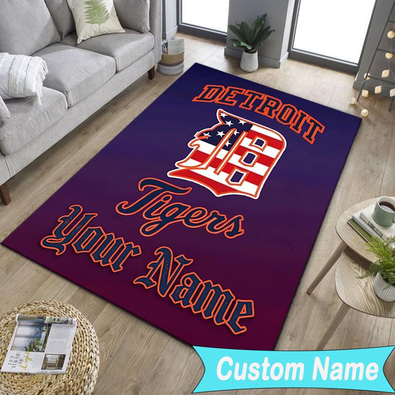 Custom NameDetroit Tigers Emblem Carpet, Indoor Rug, Chair Rug, Living Rooms, Doormat Made From Polyester Home Decor Birthday Christmas Gifts