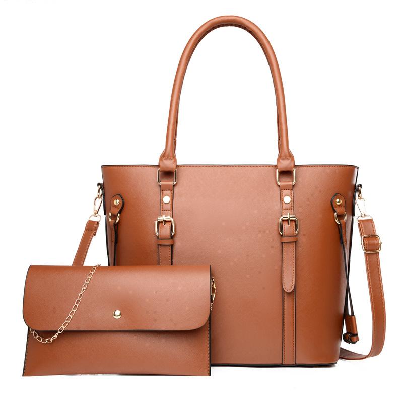 

Сумка для мамы и ребенка большой вместимости, в стиле ретро, женская сумка, новый набор из двух предметов через плечо, кроссбоди, портативный коричневый