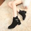 Fall Winter Faux Suede Short Boots Women Round Toe Thick Heel High  Fleece Lined Warm Cotton Shoes Mid Low Heel Women