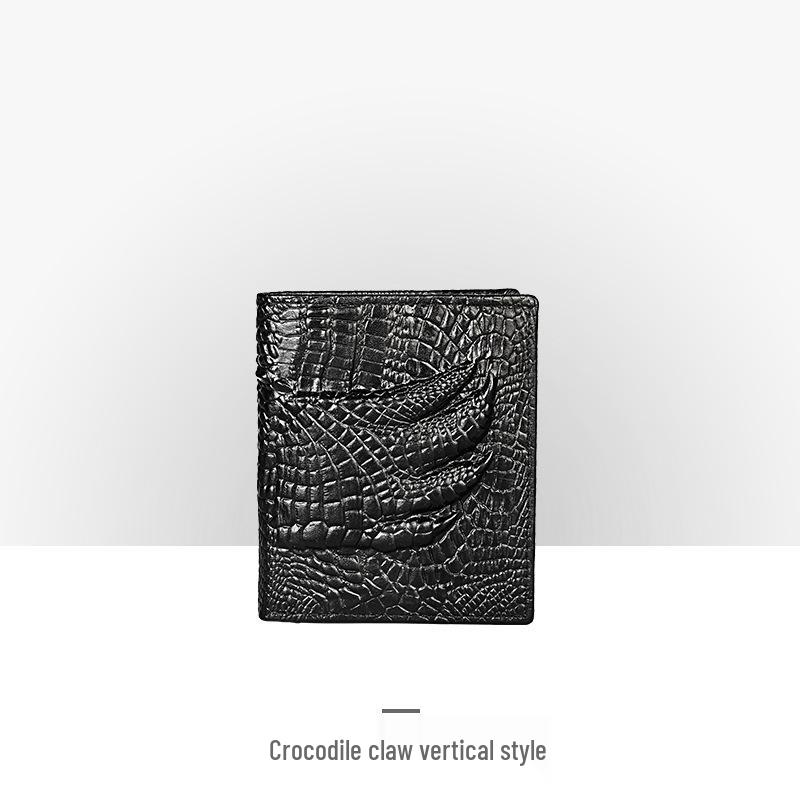 Carteira Masculina Retro em Couro Embossado – Padrão Crocodilo Longo com Vários Compartimentos para Cartões e Porta-Moedas.