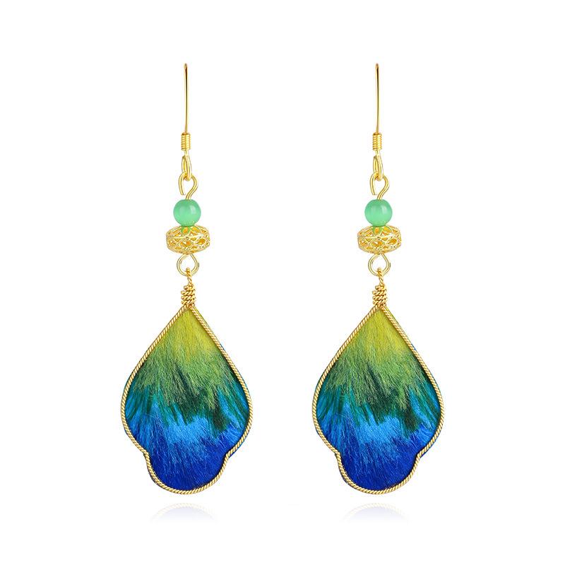 Original Cultural Heritage Series: Handcrafted Silk Velvet Flower Earrings Inspired by Thousand Miles of Rivers and Mountains