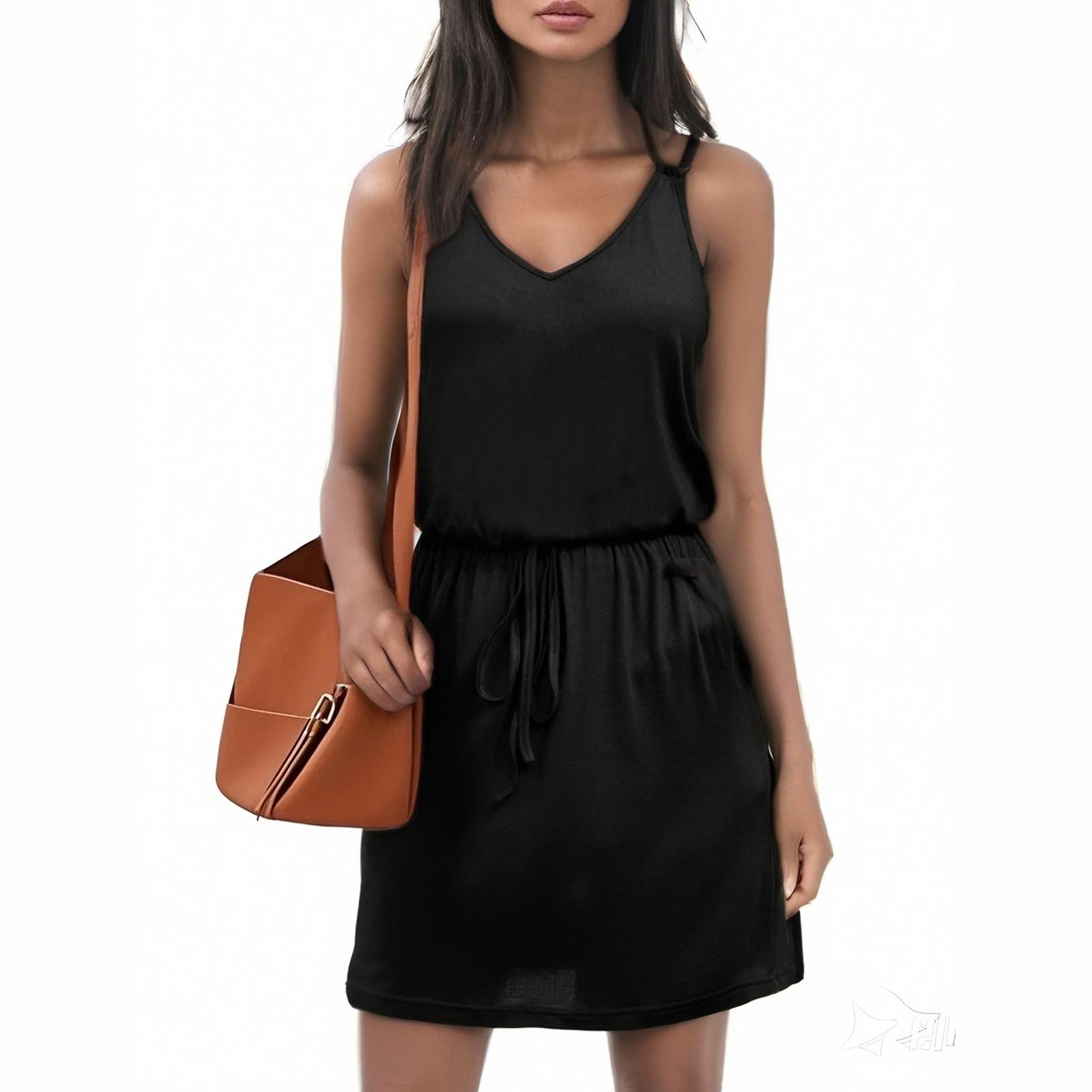 

Женский повседневный сарафан длиной до колена, модное удобное платье M чёрный