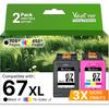 Valuetoner Remanufactured Ink Cartridges Replacement for HP 67 Ink Cartridges Black/Color Combo Pack 67XL for Envy 6055 6055e 6052 6455e 6452 6458