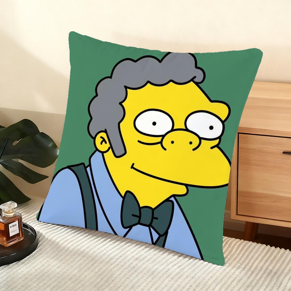 S-S-Simpson Family Anime Cushion Cover Silky Short Plush Home Sofa Cushion Cover - Invisible Zipper Home Decoration