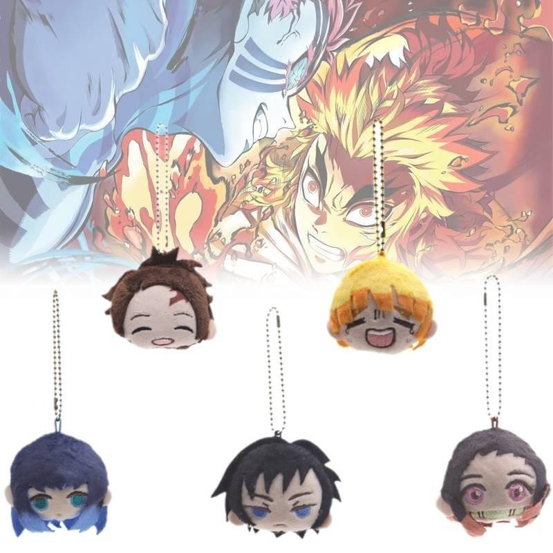 Adorable Demon Slayer Plush Brooch Keychain Featuring Tanjiro Inosuke Zenitsu Collectibles