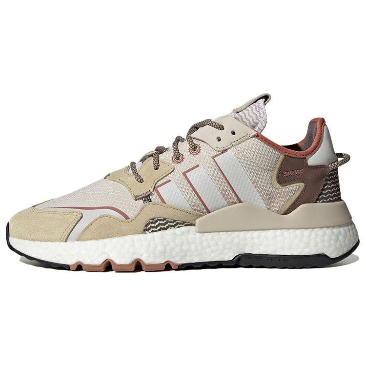 Adidas Originals Nite Jogger Round Toe Lace-Up Slip-Resistant Durable Lightweight Low-Top Casual Shoes Unisex Sneakers Beige IE1924