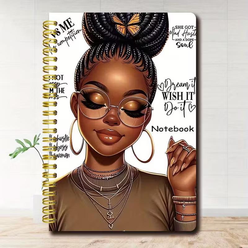 A5 Black Woman Spiral Sketch & Coloring Notebook