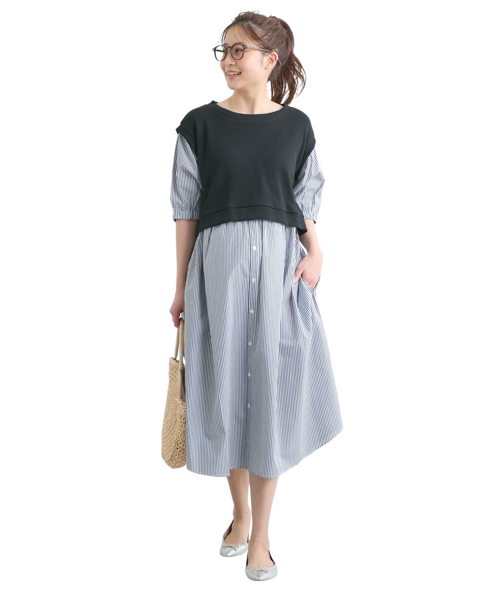 

Nissen Dress with Layered Puff Sleeves and Navy Maternity Size 3L Women s Maternity/Nursing (Pre- Postpartum), (Striped),