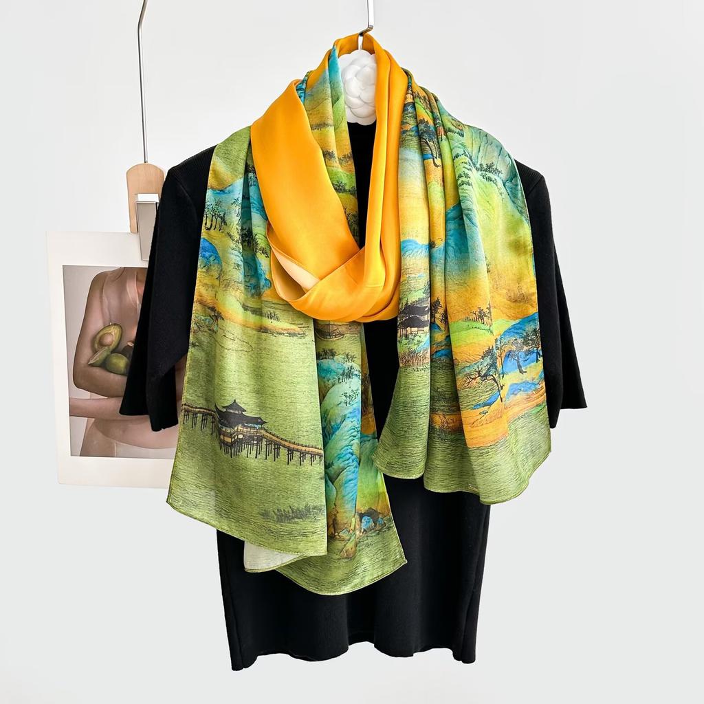 175*55Cm Luxury Scarf Silk Bandana Women Scarves Wrap Mulberry Fashion Headband Hijab Shawls Foulard Headkerchief