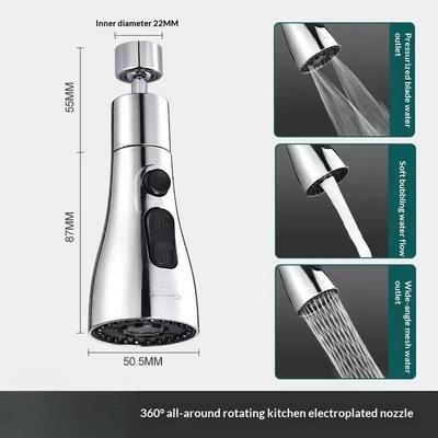 3-in-1 Küchenarmatur-Verlängerung 360° drehbar Universell Ausziehbar Wasserhahn Spritzschutz Einfache Installation für die Renovierung von Küchenspülen zu Hause