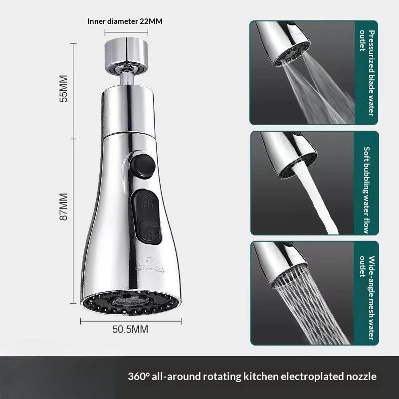 3 In 1 Kitchen Faucet Extender Universal 360° Rotate Pull Out Tap Water Efficient Eco Friendly for Home Daily Kitchen Use