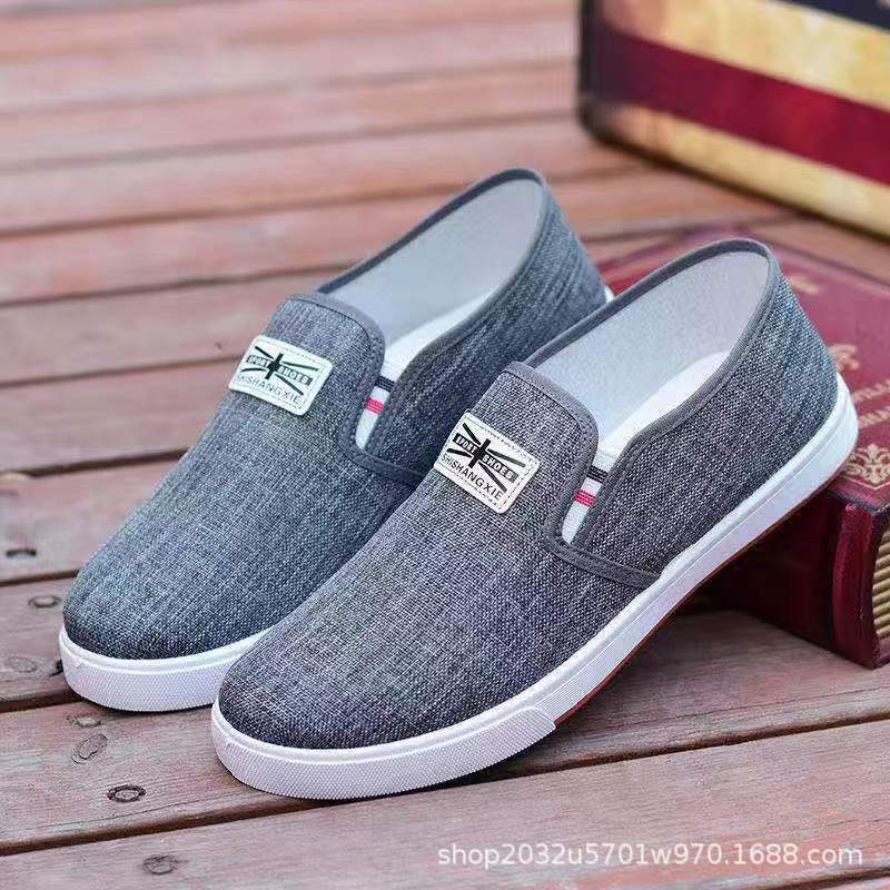 Driving Men's Cloth Shoes, New Denim Canvas Shoes, Lazy One-pedal Shoes, Light, Breathable, Non-slip and Wear-resistant Student Shoes
