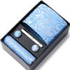 Tie Men'S Business Professional Dress Suit Blue Striped Gift Box Polyester Silk 7.5Cm Business Gift