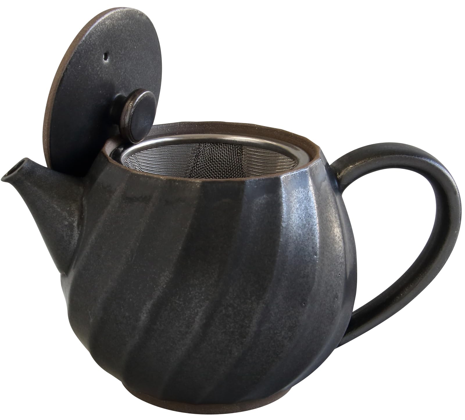 

WORLD CREATE Aika Hasami Ware Twisted Pot, Black Glaze, Size: Approx. W11 x D17.5 x H11, 11474