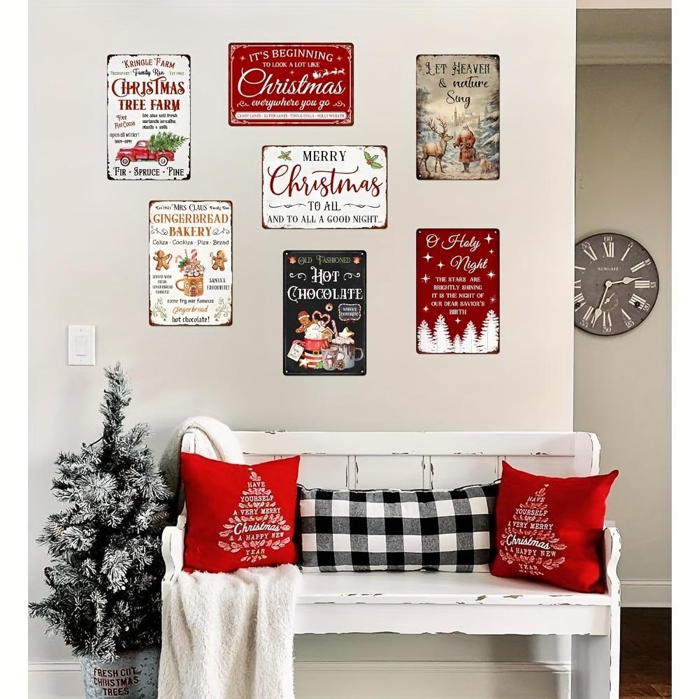 Vintage Christmas Metal Sign: Perfect for Kitchen, Cafe, Bar or Farmhouse Decor - 8X12 Inch Country Winter Poster