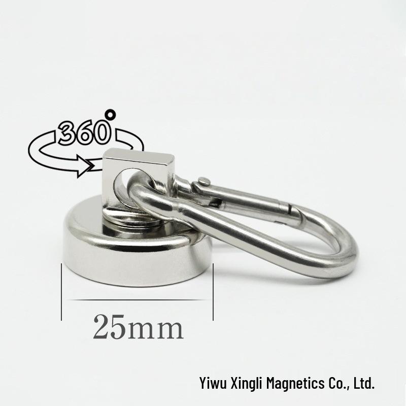 Neodymium Magnetic Carabiner Hook - Stainless Steel Rotating, Non-Punching Design for Outdoor Use