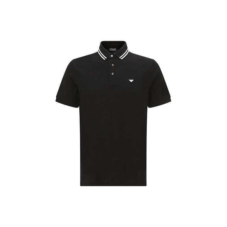 Emporio Armani SS23 Logo Striped Print Casual Short Sleeve Polo Shirt Men Polo Shirts Black 3R1F67-1JCYZ-0091 M