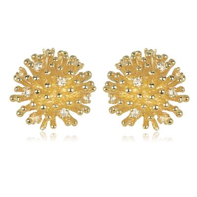 [R7178] - Gold Plated Earrings 'Cleopatra' White Gold - 15 Mm