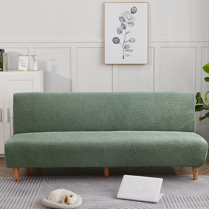 Gestreifte Jacquard-Schlafsofa-Abdeckung Ohne Armlehnen Wasser -Ski-Stoff Einfarbige Wohnzimmer-Sofa-Schutzhülle Wohnzimmer Bereich Dehnbarer Sesselbezug