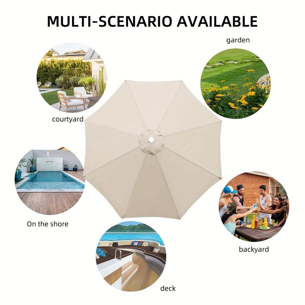 Hof Sonnenschirm Ersatzbespannung Outdoor Esstisch Schirmabdeckung, Geeignet für 6-Speichen/8-Speichen Schirmgestell (Nur Abdeckung)