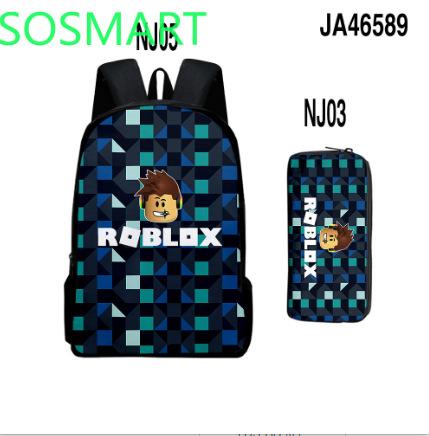 Roblox Two-Piece Set, Elementary And Middle School School Bag, Children'S Backpack, Cartoon Animation Backpack.