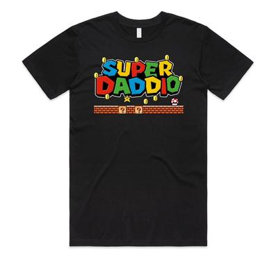 Super Daddio T-shirt Tee Funny Gaming Gamer Fathers Day Dad Gift Nerd Geek Retro