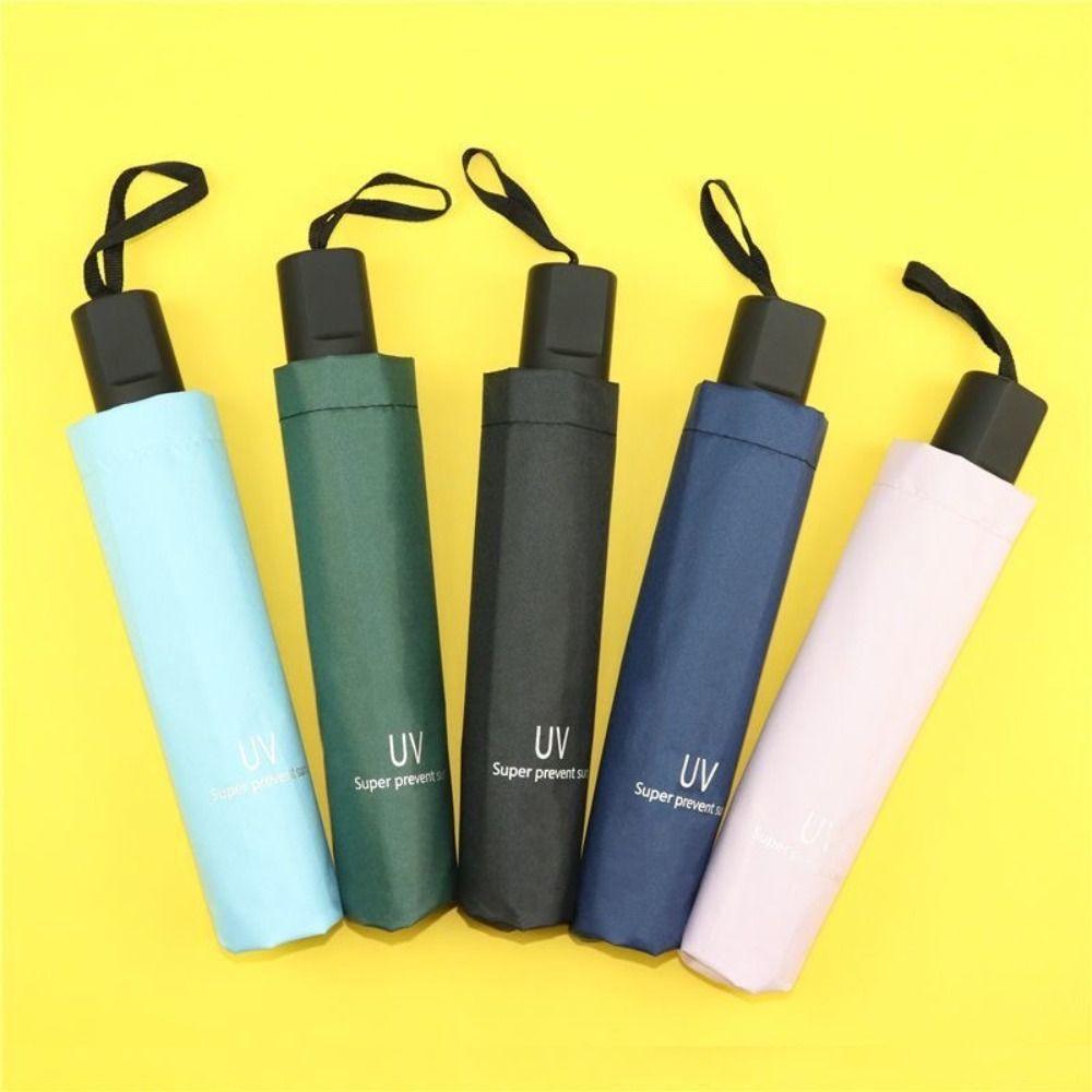 Solid Color Sunscreen Umbrella Waterproof Windproof UV Protection Umbrella 8 Ribs Dual-use Folding Rain Umbrella Outdoor Sports