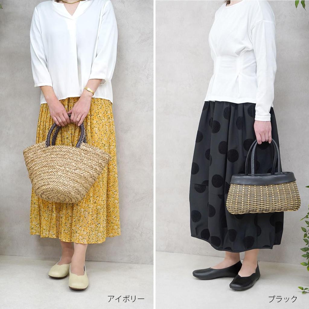 Belle & Sofa - Comfortable Ballet Flats, Women's Flats, Slip-Ons, Comfortable, Vegan Leather, Made in Japan, TULIP (Black, 24.0 cm)