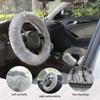 Fluffy Steering Wheel Cover 3PCS Set – Plush Fuzzy Fur Steering Wheel Cover with Gear Shift Cover & Handbrake Cover, Winter Warm Car Accessories,