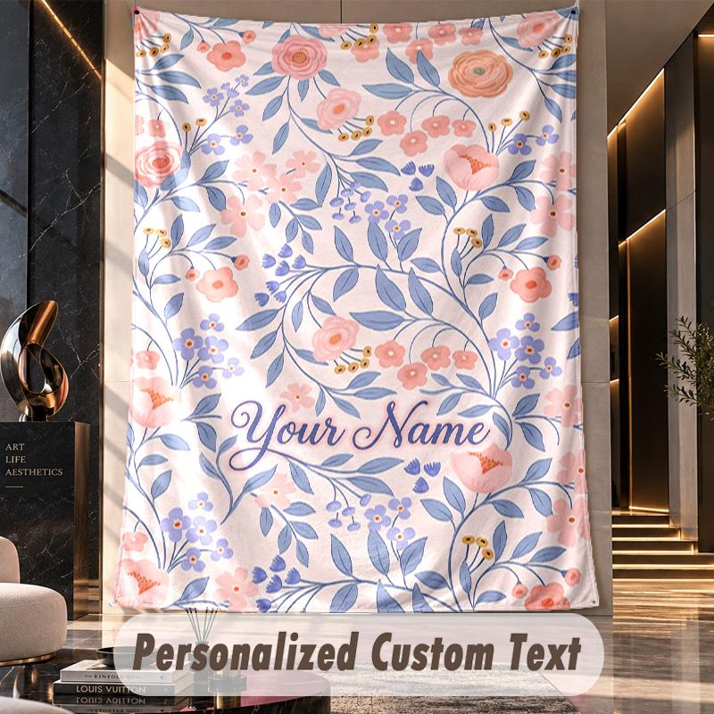 Floral Elegance 25 Theme Wall Tapestry Customized With Name Text Personalized Hanging Tapestry For Bedroom Living Room Decor