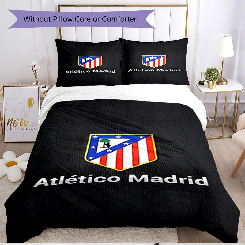 3pcs Duvet Cover Set (1*Duvet Cover + 2*Pillowcase, Without Core), Atletico Madrid Print Soft All‑Season Bedding Set, Home Bedroom Decor Gift